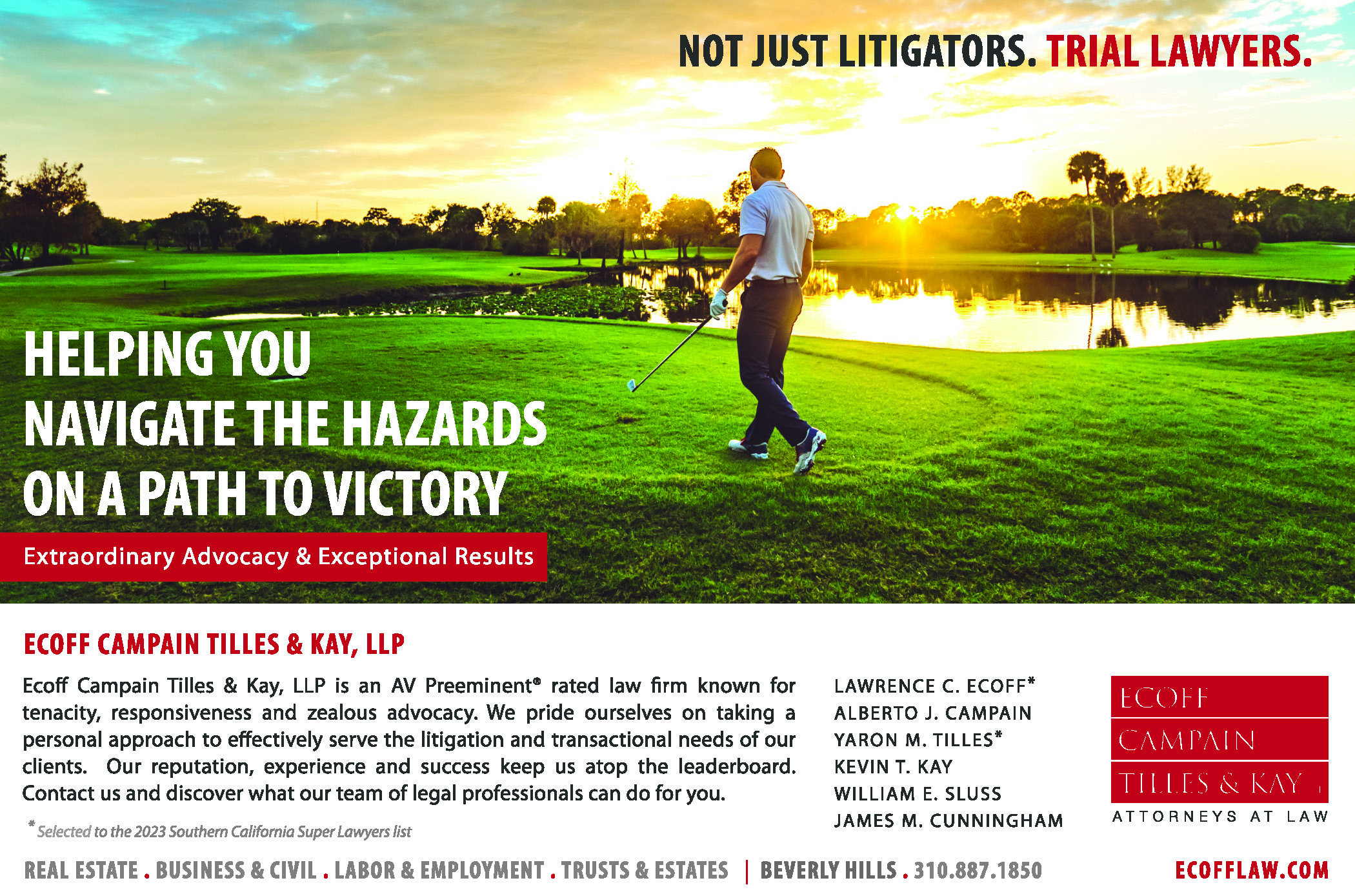 2023 Super Lawyers Ad for Ecoff Campain Tilles & Kay, LLP